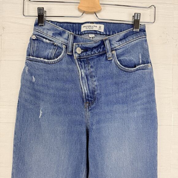 Abercrombie & Fitch Cross Waist Jeans 24 Ultra High Rise 90s Straight Curve Love - Picture 3 of 15